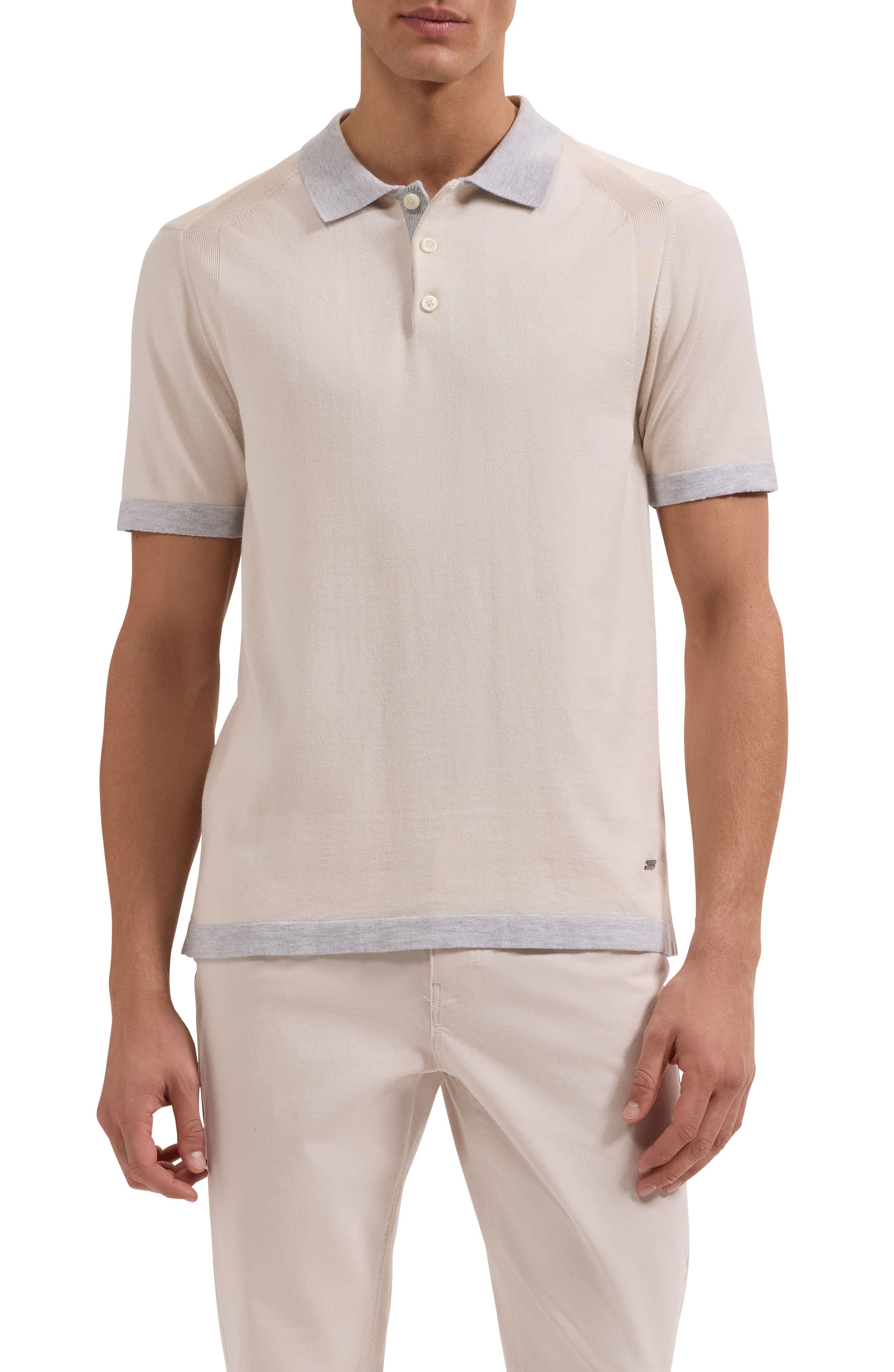 Cotton Blend Polo Sweater - image 3