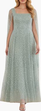 Needle & Thread Scatter Dot Cape Sleeve Ankle Gown
