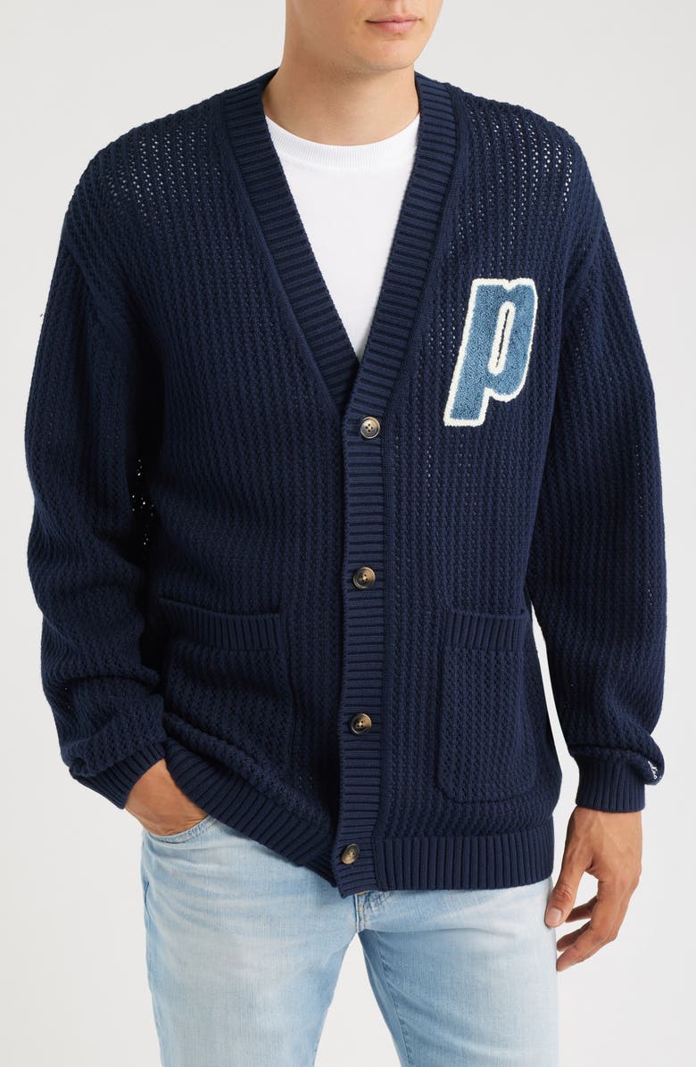 Les Deux x Prince Openwork Cotton Cardigan, Alternate, color, Dark Navy