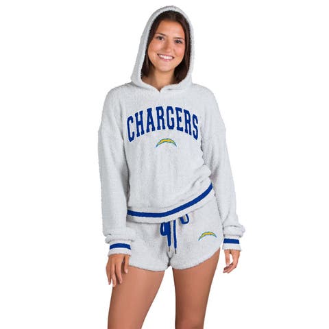 Women's Concepts Sport  Gray Los Angeles Chargers Whitley Long Sleeve Hoodie Top & Shorts Set