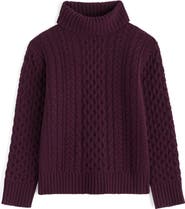 Seasalt Cornwall Pine Forest Cable Turtleneck Merino Wool Sweater