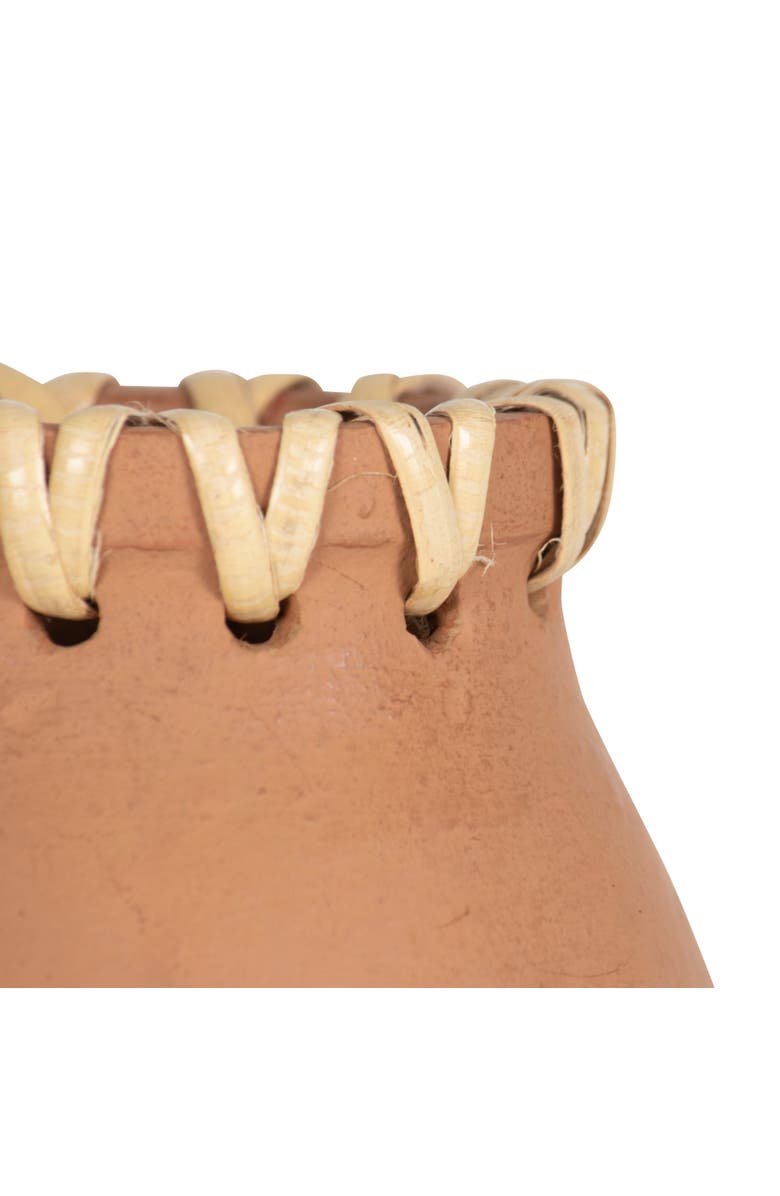 Foreside Home and Garden Terracotta & Cane Weave Vase, Alternate, color, Orange