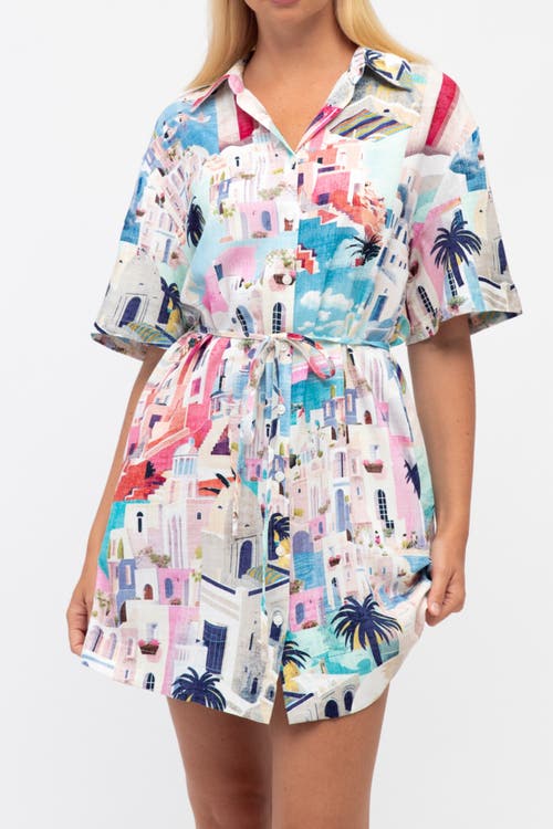 White Closet Sunny Santorini Mini Dress In Blue