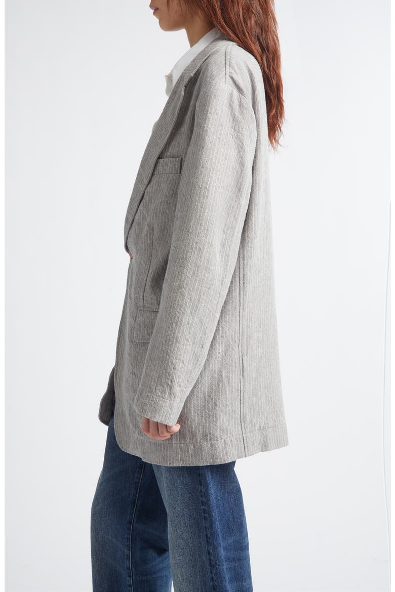 Oversize Ragged Stripe Virgin Wool & Linen Blazer, Alternate, color, LIGHT GREY STRIPE