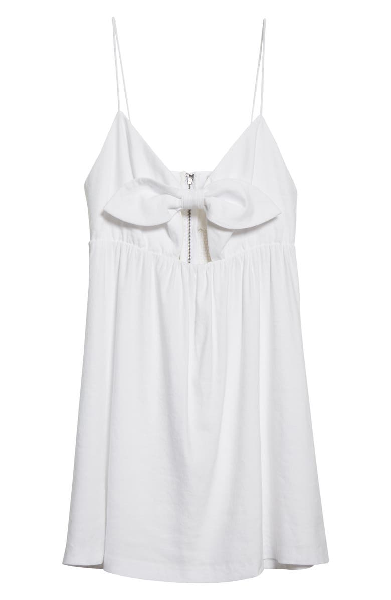 Alice + Olivia Melvina Tie Cutout Linen Blend Babydoll Minidress, Alternate, color, 