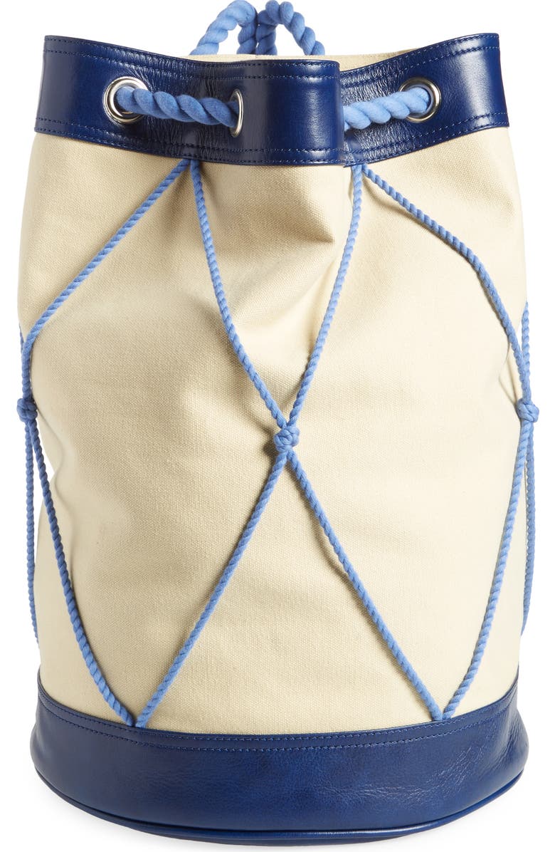 Bode Sea Rig Canvas & Leather Rucksack, Main, color, Natural