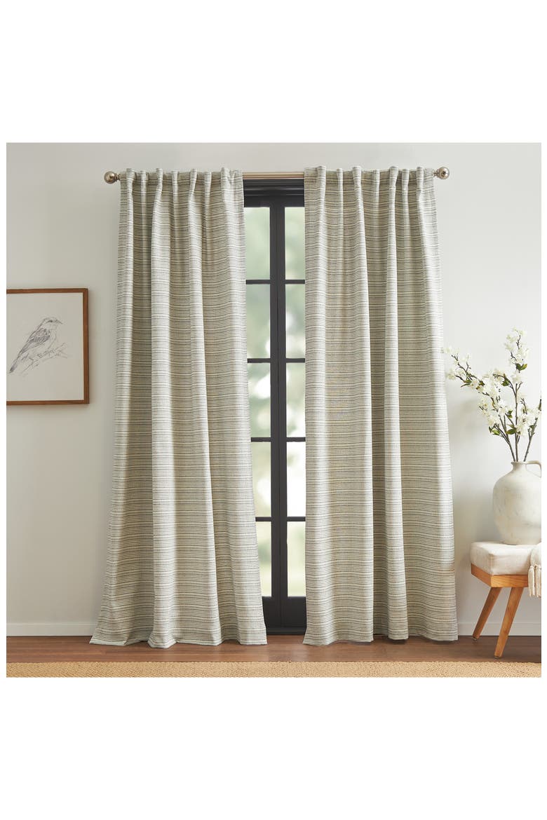 Stream Set of 2 Stripe Cotton Curtain Panels, Alternate, color, WHITE/ BLUE