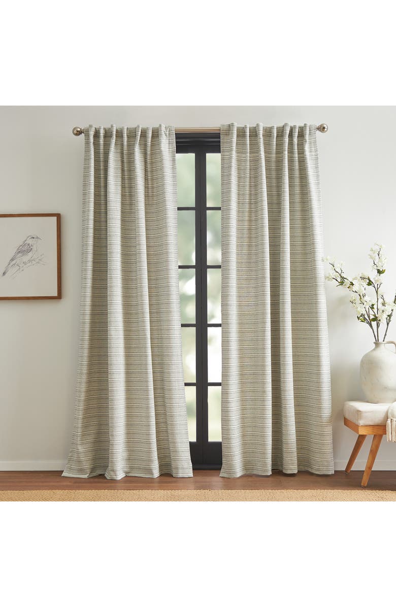 DKNY Pure Stream Set of 2 Stripe Cotton Curtain Panels, Alternate, color, White/ Blue