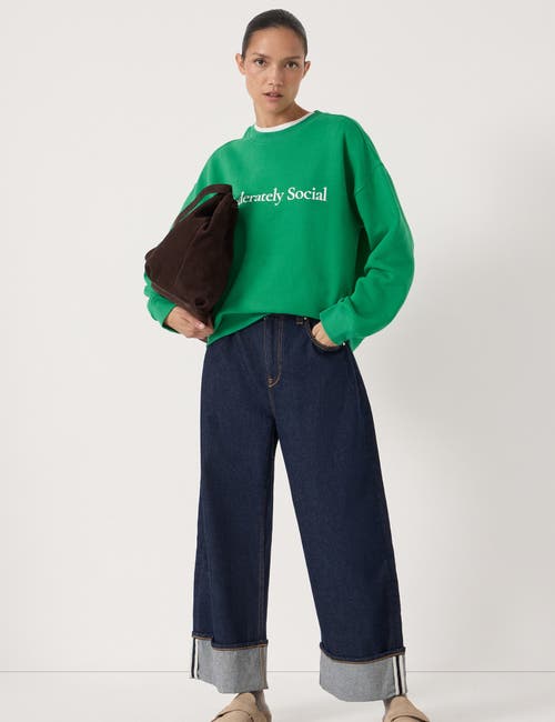 Hush Social In Theory Graphic Sweatshirt In Green