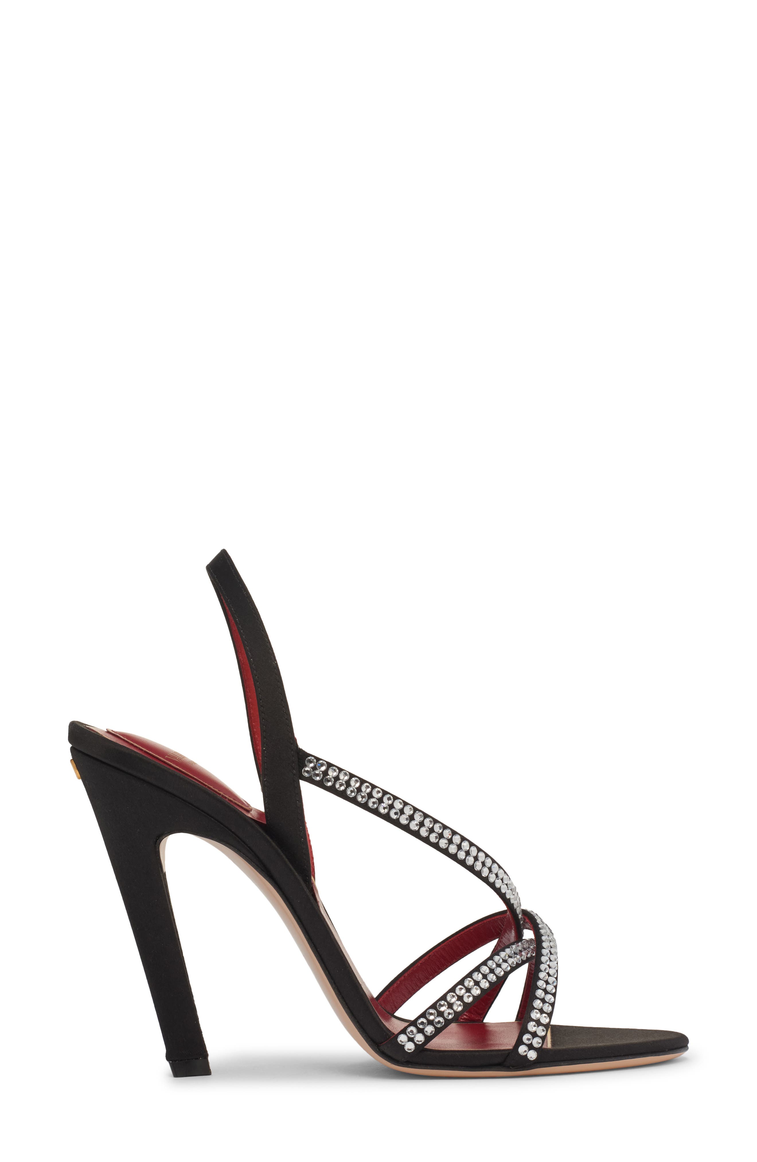 Valentino Garavani Crystal Embellished Slingback Sandal, Alternate, color, Nero/ Crystal