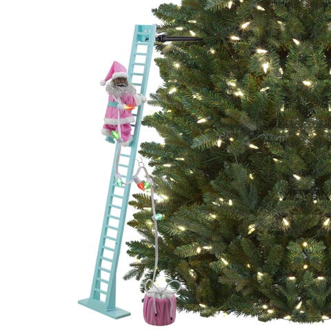 43 in. Animated Pastel Ladder Climbing Santa