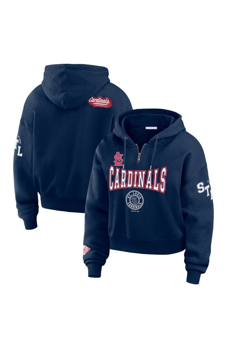 WEAR by Erin Andrews Women's WEAR by Erin Andrews Navy St. Louis Cardinals  Patch Quarter-Zip Hoodie, Alternate, color, 