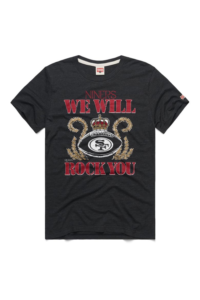 Unisex Homage Charcoal San Francisco 49ers 2026 NFL Schedule Queen Tri-Blend T-Shirt, Alternate, color, Charcoal