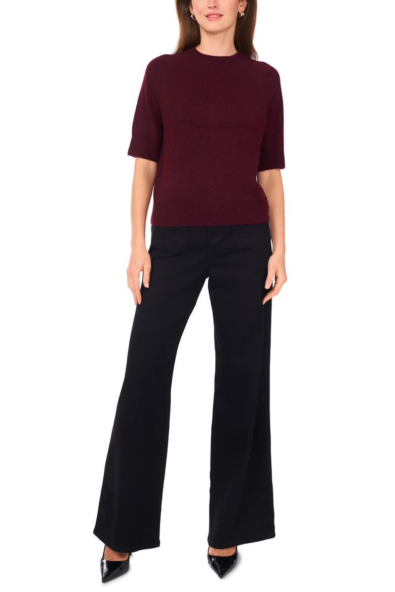 Crewneck Short Sleeve Sweater, Alternate, color, WINE