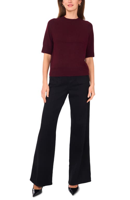 Vince Camuto Crewneck Short Sleeve Sweater In Burgundy