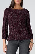 Liverpool Los Angeles Floral Print Smocked Ruffle Top