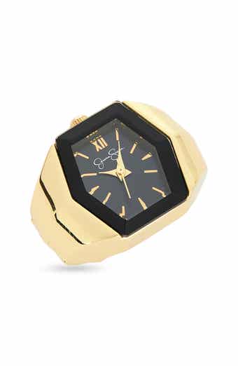 Tonneau Faceted Glass Ring Watch