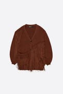 Bimba y Lola Long Fringed Knit Cardigan