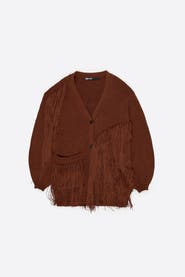 Bimba y Lola Long Fringed Knit Cardigan