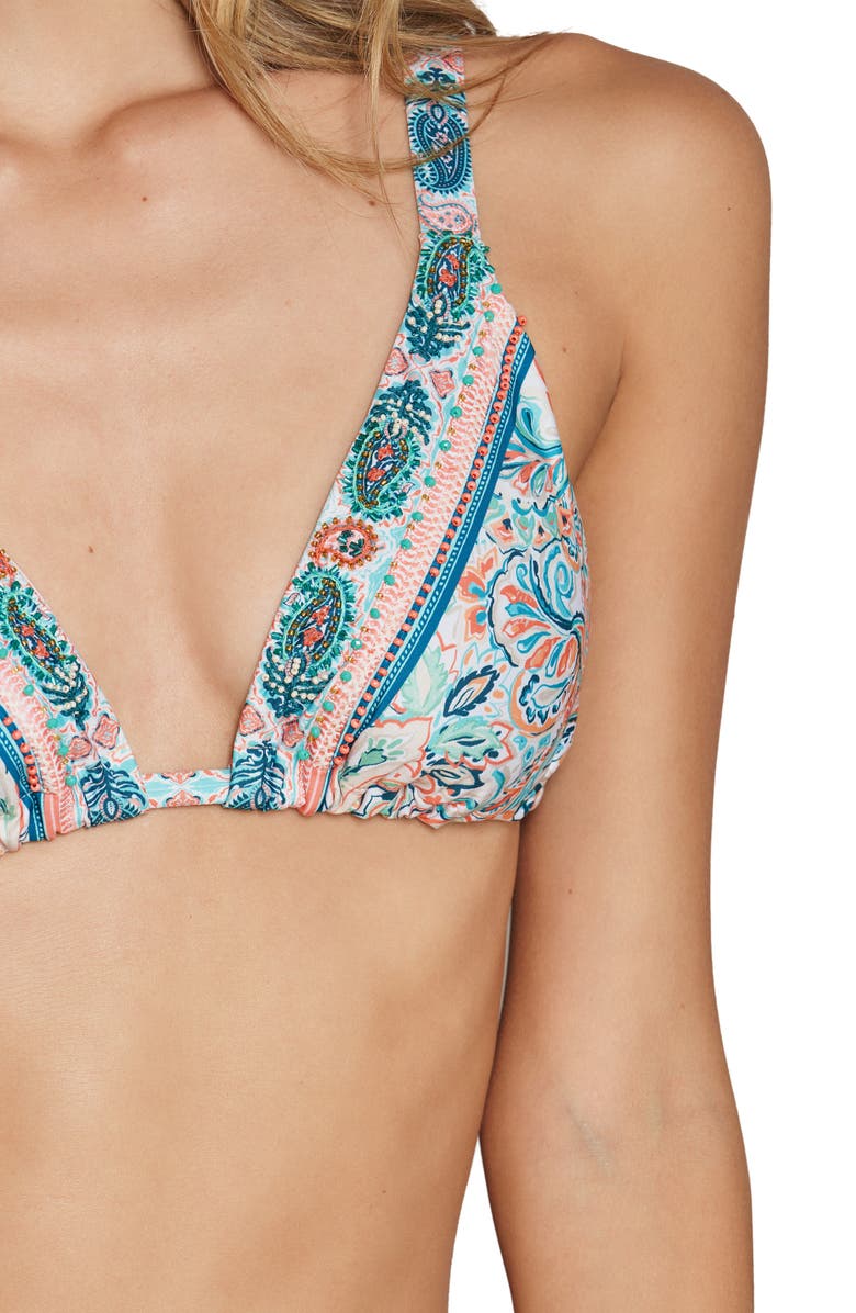Cosita Linda Triangle Bikini Top, Alternate, color, Turquoise/ Teal Multi