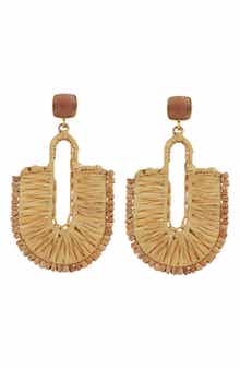 Panacea Tan Raffia U-Drop Earrings