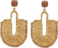 Panacea Tan Raffia U-Drop Earrings