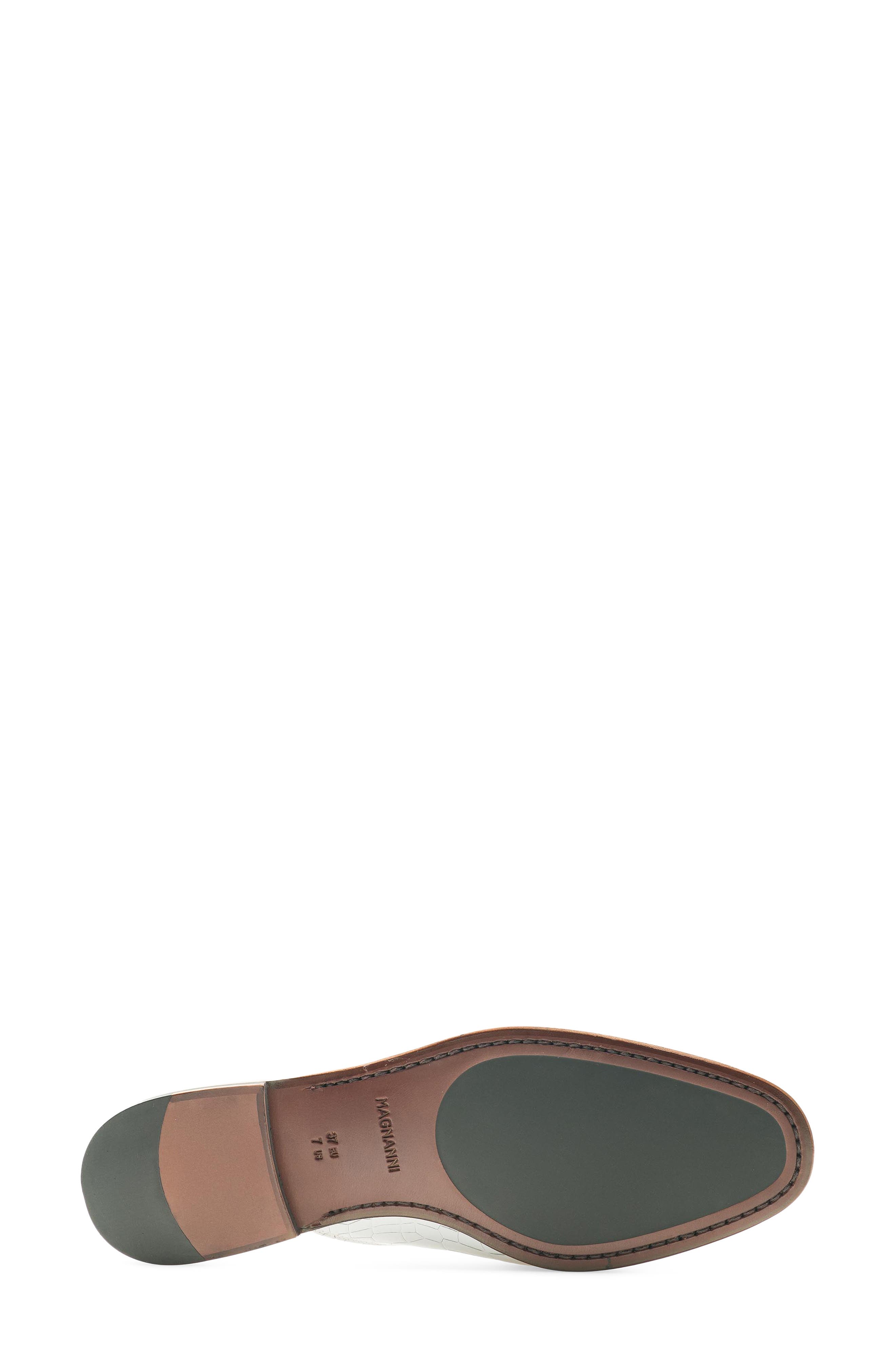 Camila Croc Embossed Leather Flat Mule, Alternate, color, WHITE