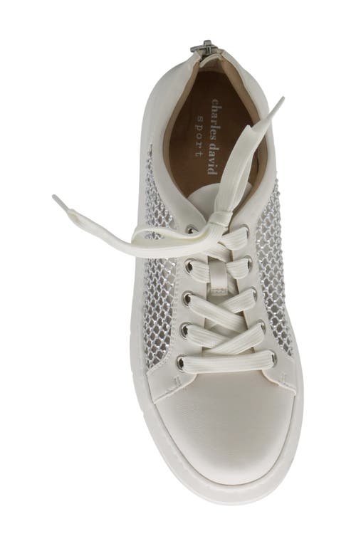 Charles David Sean Rhinestone Sneaker In White