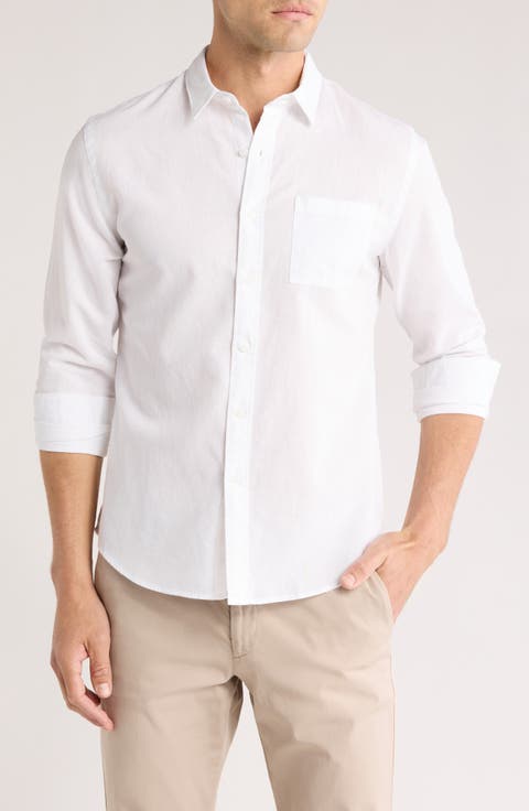 Classic Fit Linen Blend Button-Up Shirt