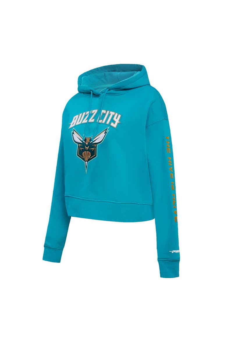 Women's Pro Standard Teal Charlotte Hornets 2023/24 City Edition Cropped Pullover Hoodie, Alternate, color, Teal