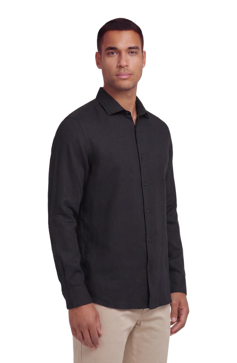 Lords of Harlech Linen Long Sleeve Shirt, Alternate, color, Black