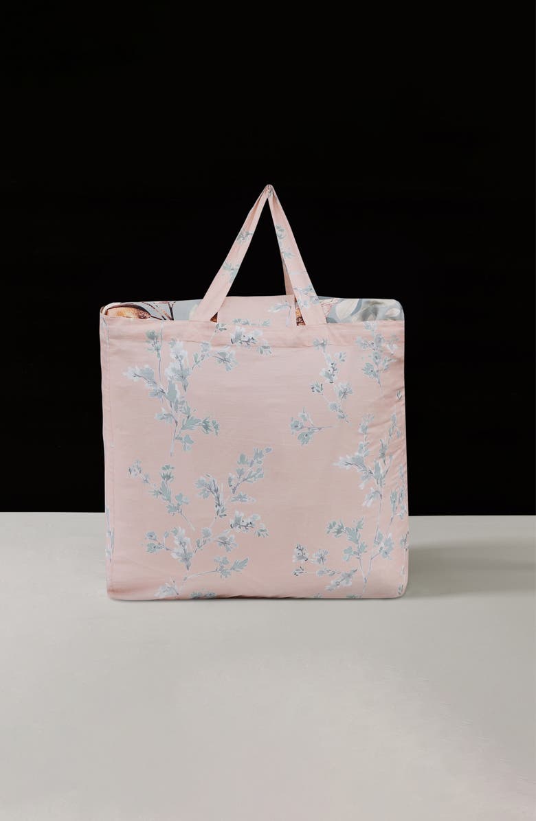 Bebejan Peach Leaves Cotton Reversible 5-Piece Comforter Set, Alternate, color, Blue/ Pink