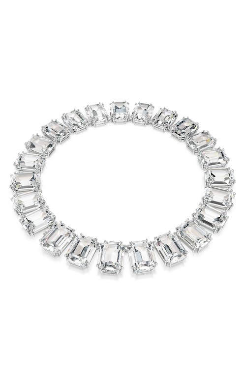 Swarovski Millenia Rhodium Plated Tennis Necklace In White