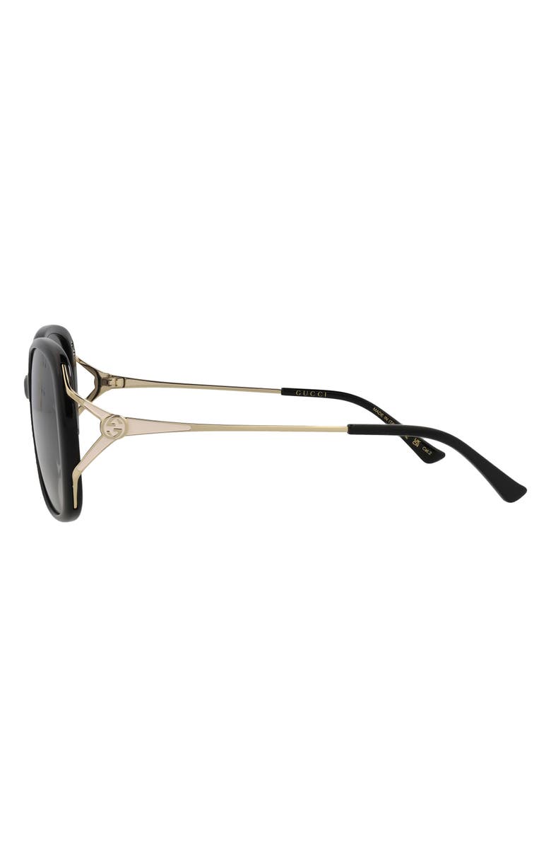 Gucci 58mm Oval Sunglasses, Alternate, color, Black Gold Grey