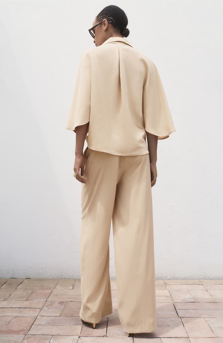 MANGO Pleated Straight Leg Ankle Pants, Alternate, color, Sand
