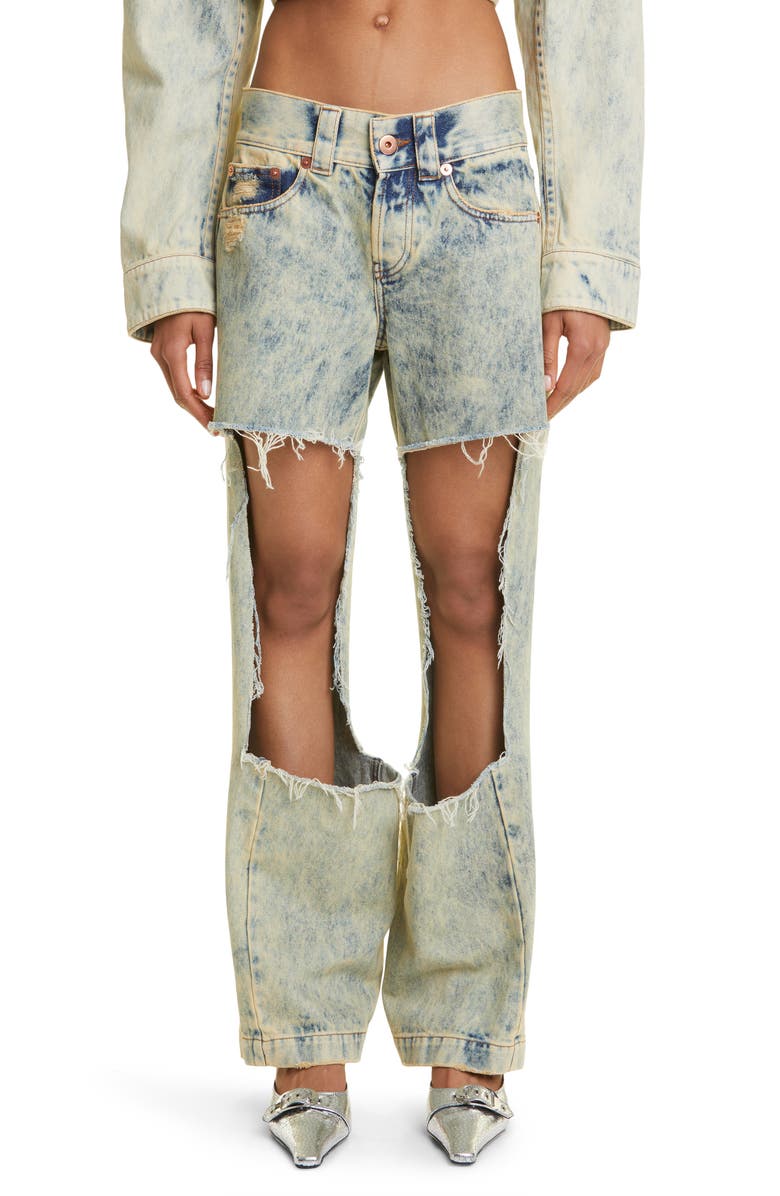 Vaquera Gender Inclusive Ripped Cutout Wide Leg Jeans, Main, color,