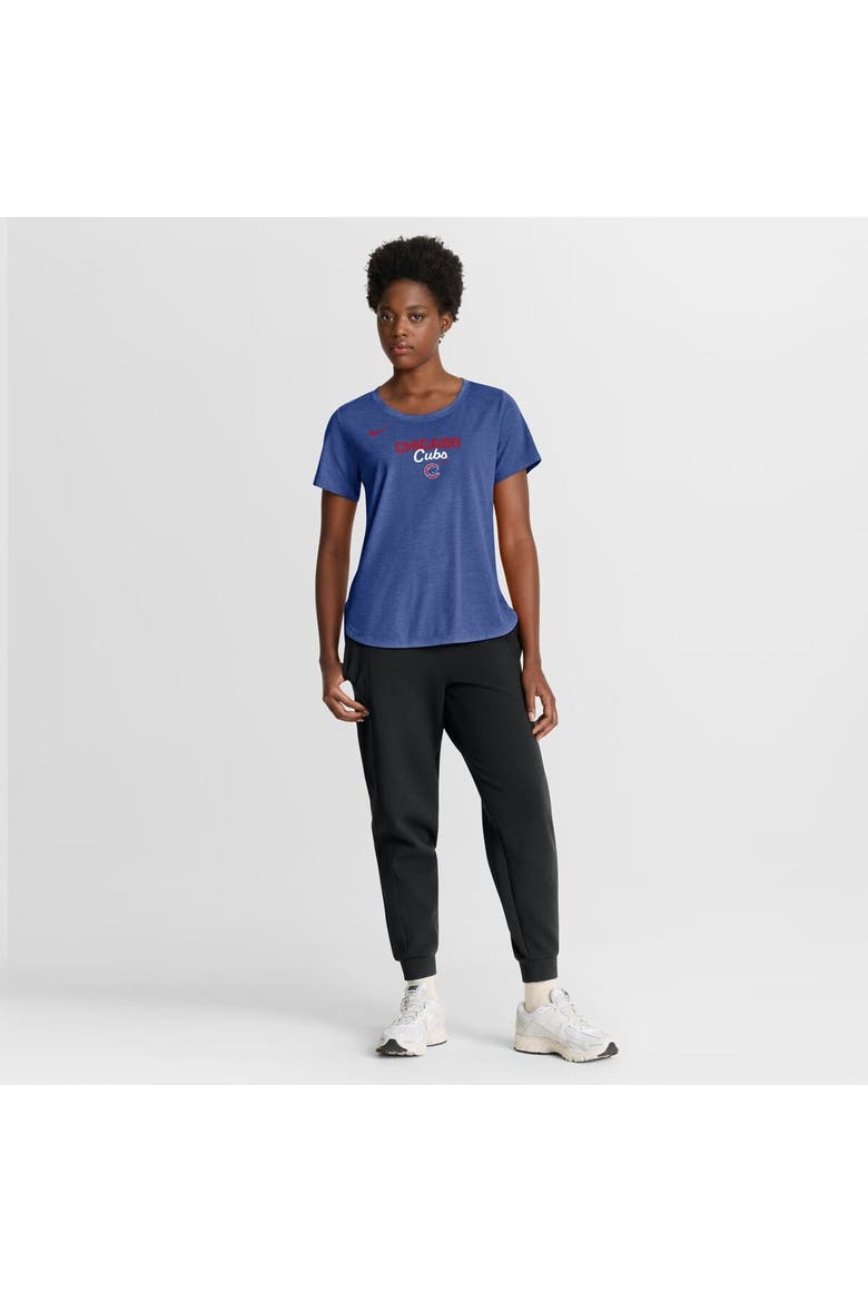 Women's Nike Heather Royal Chicago Cubs Arched Tri-Blend T-Shirt, Alternate, color, Heather Royal