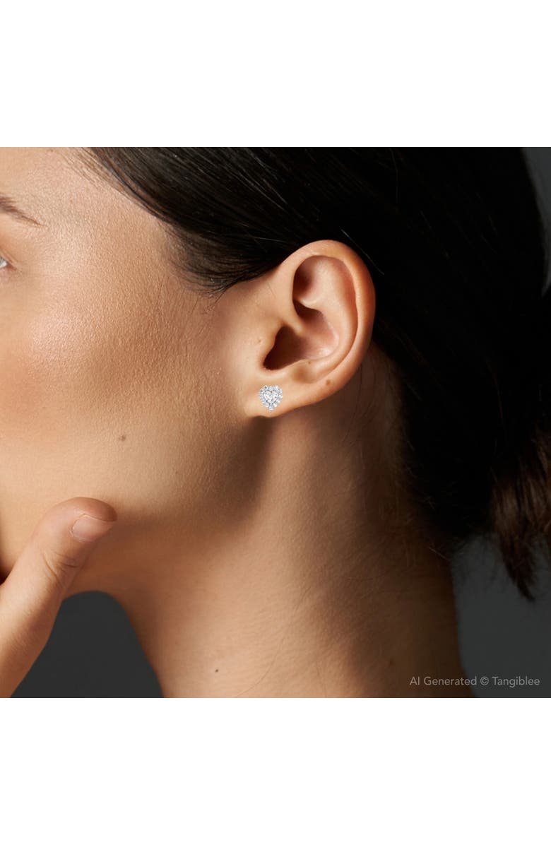 Bliss Diamond 1.30Ct Heart Shape Diamond Halo Studs or Gold Lab Grown, Alternate, color, 10K White Gold