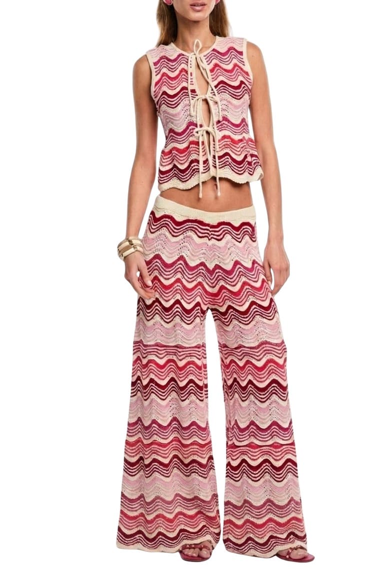 Kari Tie Front Crop Pointelle Cover-Up Top, Alternate, color, PINK