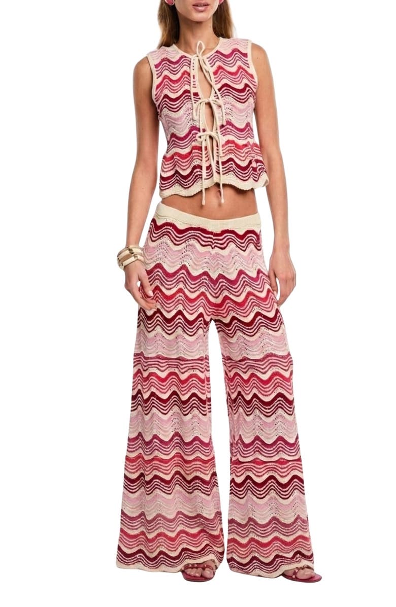 Capittana Kari Tie Front Crop Pointelle Cover-Up Top, Alternate, color, 