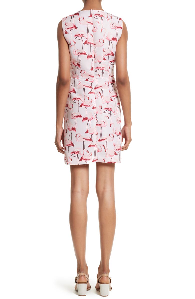 RED Valentino Flamingo Print Faille Fit & Flare Dress, Alternate, color, 