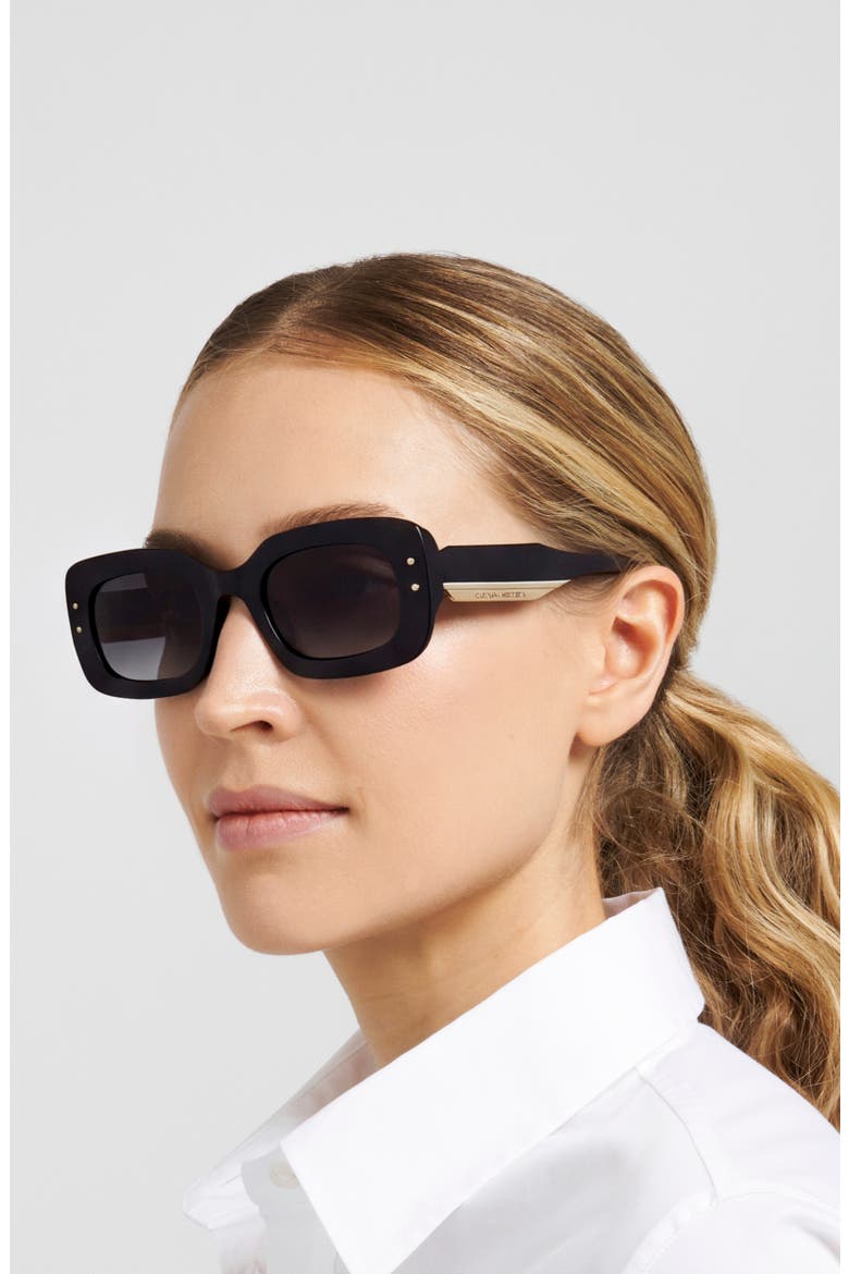 HER 0411/G/S/US 50mm Gradient Rectangular Sunglasses, Alternate, color, BLACK/ DARK GREY SF