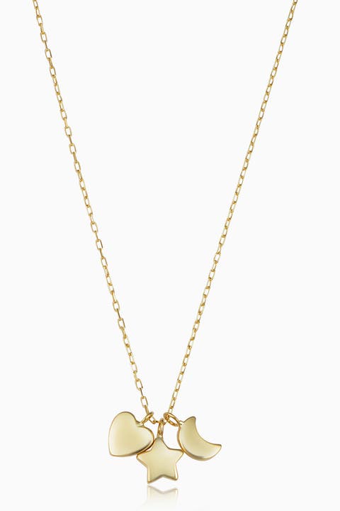 14K Yellow Gold Charmed Pendant Necklace