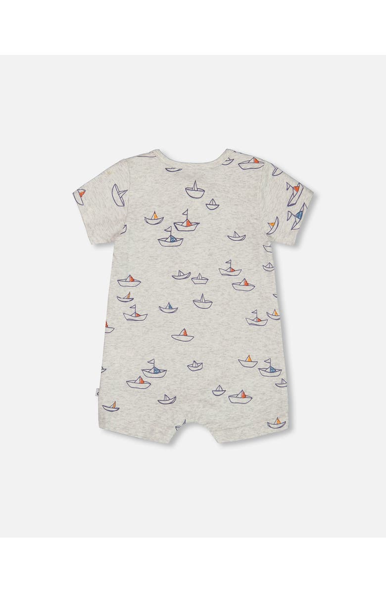 Deux par Deux Baby Boy's Organic Cotton Printed One-Piece Romper Little Paper Boats, Alternate, color,