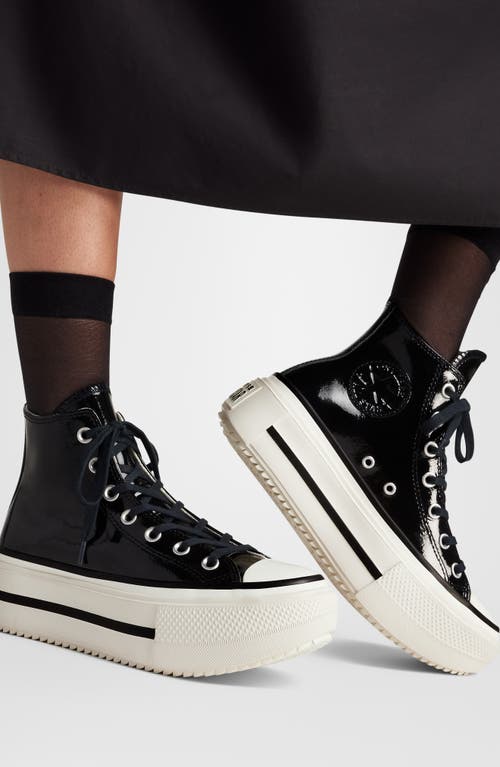 Converse Gender Inclusive Chuck Taylor All Star Lift Double Stack High Top Leather Platform Sneaker In Black