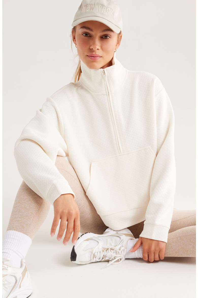 Textured Half Zip Pullover, Alternate, color, IVORY EGRET