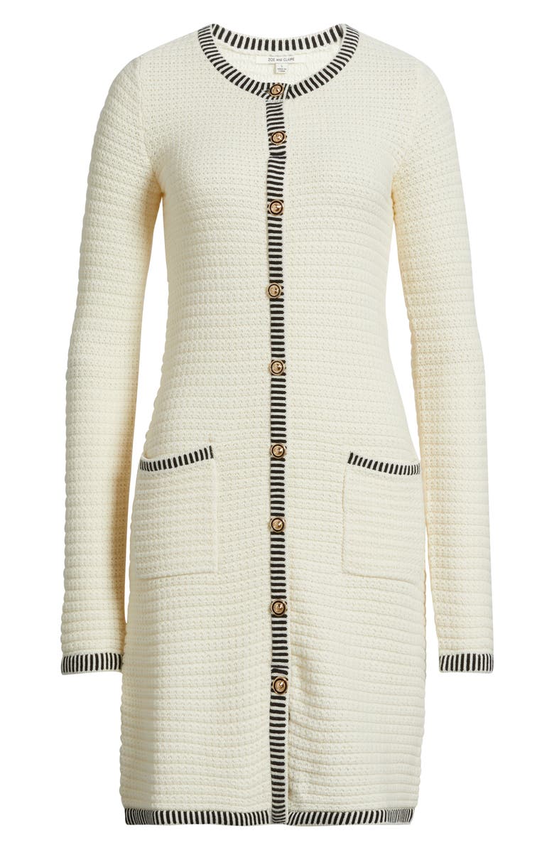 ZOE AND CLAIRE Long Sleeve Structured Midi Sweater Dress, Alternate, color, Ivory