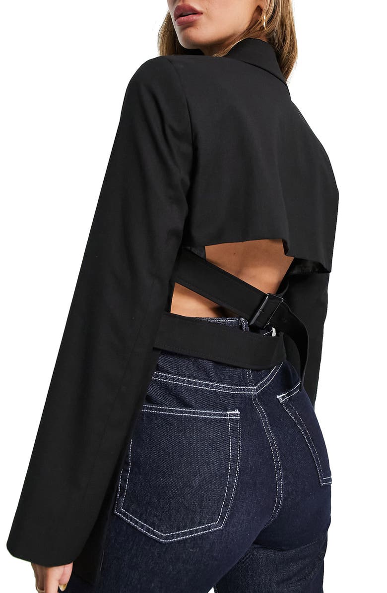 Topshop Back Cutout Blazer, Alternate, color, 