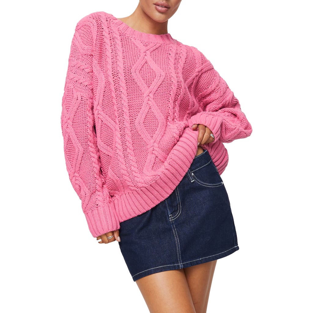 Princess Polly Anaya Cable Stitch Oversized Sweater In Pink
