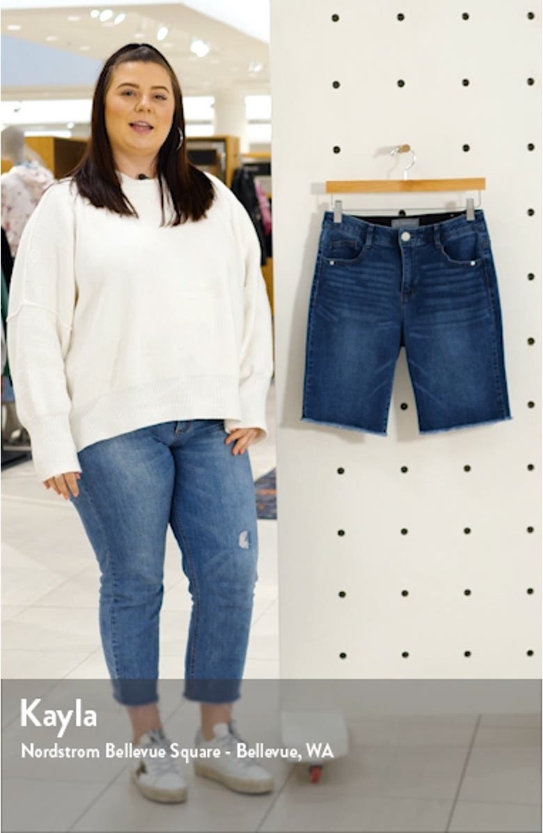 'Ab'Solution Retro High Waist Denim Bermuda Shorts, sales video thumbnail